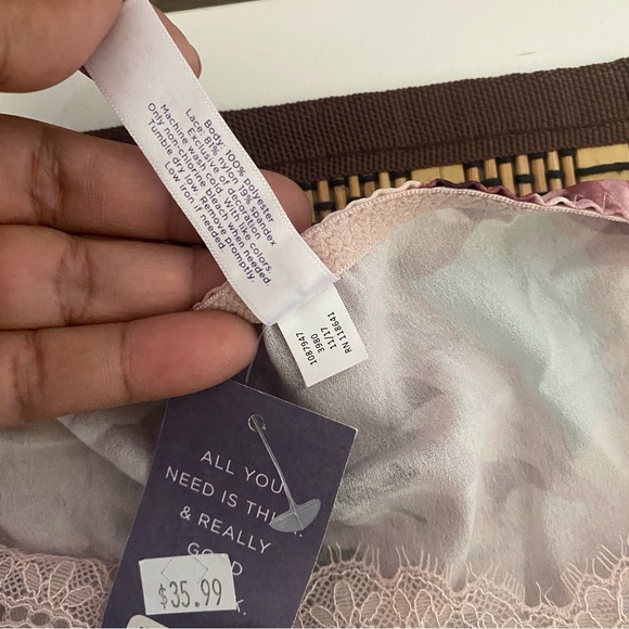 Cacique Floral Lace Romper Sleepwear Plus Size 26/28 | Pink Aqua Peony Print - Picture 8 of 11